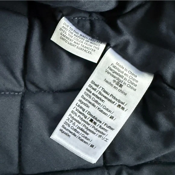 J Crew Cropped Denim Puffer Jacket Blue Quilted Jean Coat 90s Street Style S - Picture 12 of 13